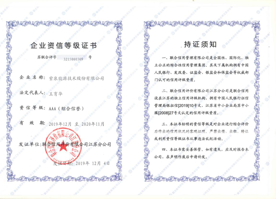 J9九游会能源公司资质展示